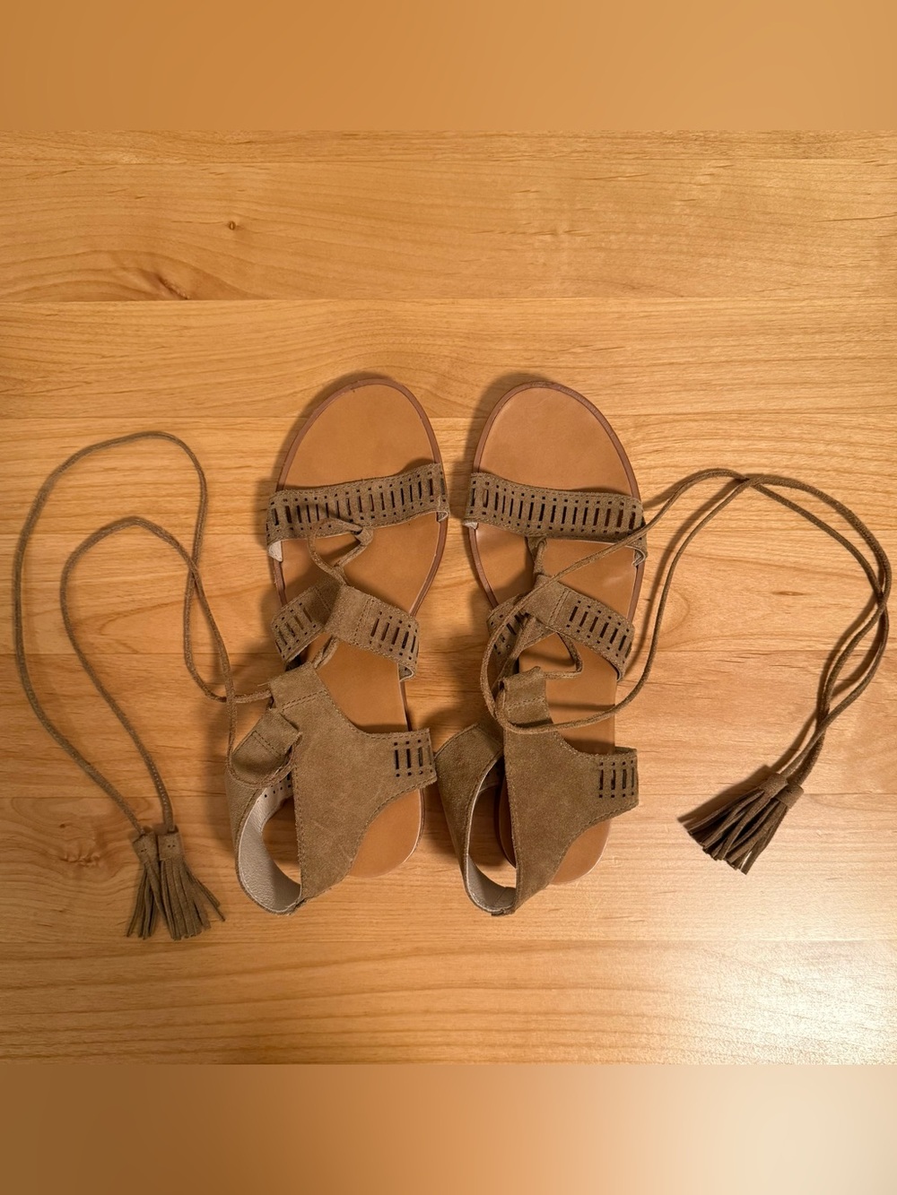 Caslon Taupe Suede Lace-Up Espadrille Sandals